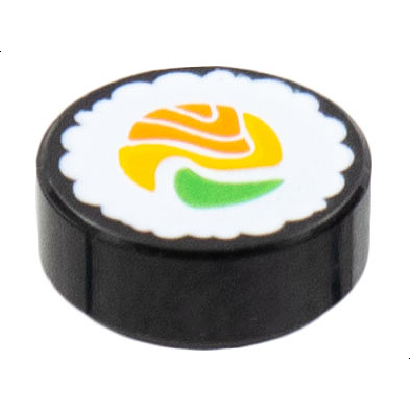  Tegel, Rond 1x1 met sushi roll Black