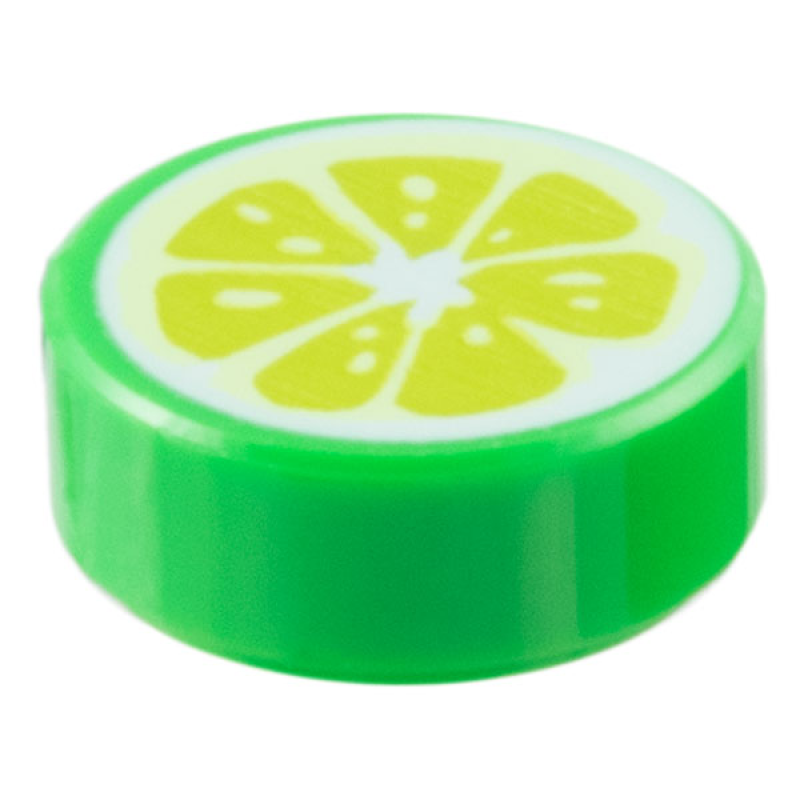  Tegel, Rond 1x1 met limoen fruit schijf Bright Green