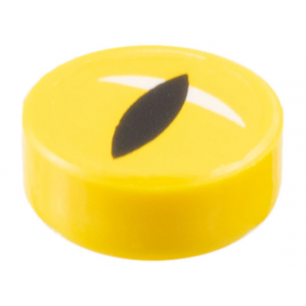 Tegel 1x1 rond Zwarte pupil en witte halvemaanvormig glinster patroon Yellow