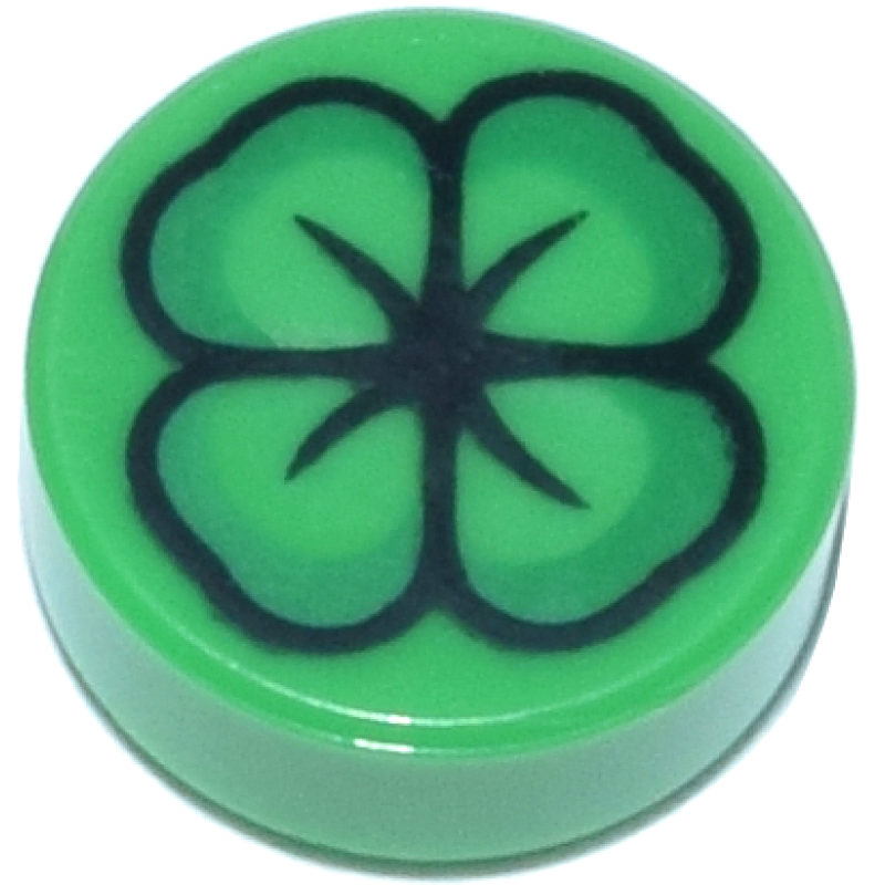  Tegel, Rond 1x1 met klaver 4 opdruk Bright Green