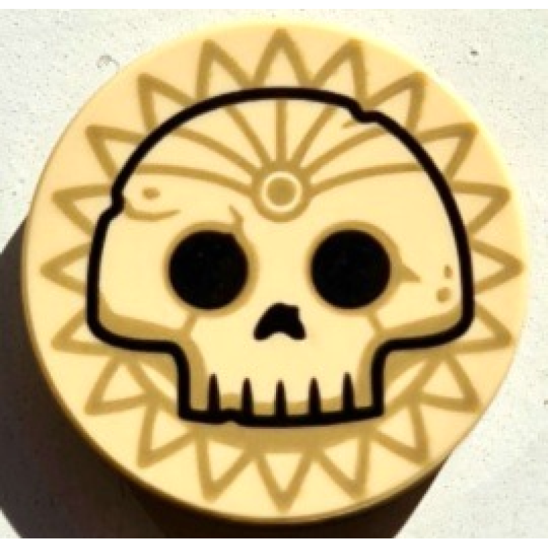 Tegel, Rond 2x2 met doodshoofd opdruk Tan